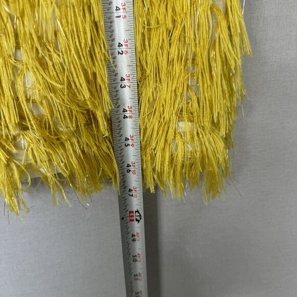 Giovanna Signature Dress Womens 18 Yellow Fringe Floral Jacquard Shift Cocktail - Picture 10 of 15